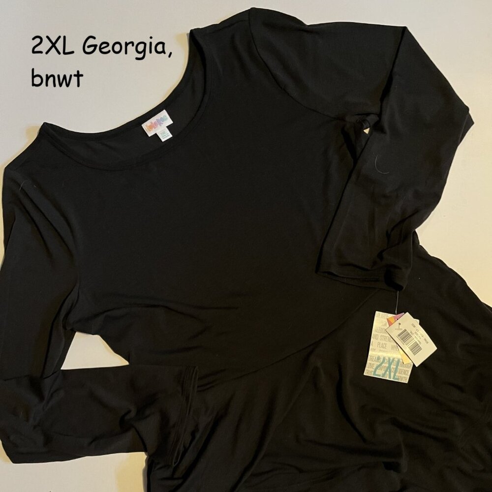 2XL Lularoe Georgia tiered ruffle skirt dress, solid black